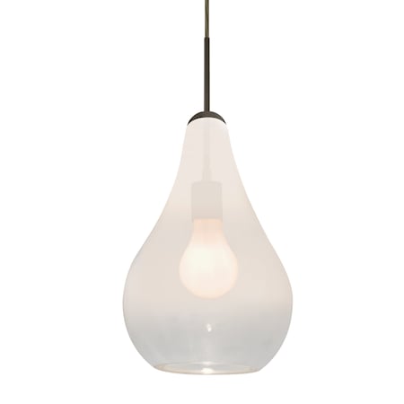 Besa Lighting Leon Cord Pendant, Milky White/Clear, Bronze Finish, 1x60W Medium base 1JT-LEONWC-BR